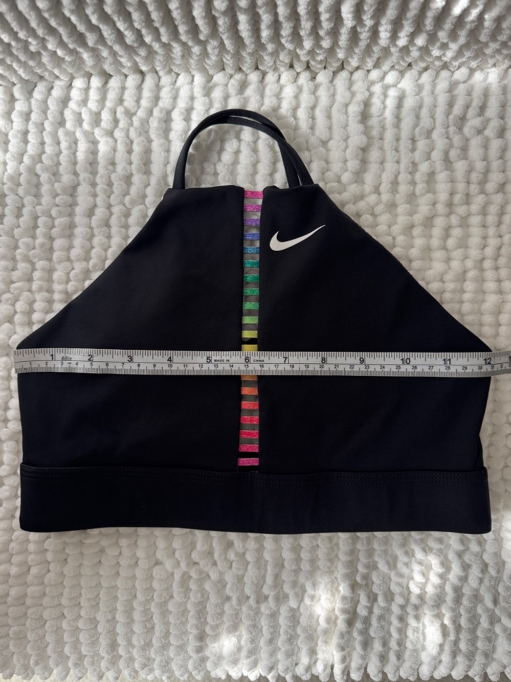 Nike Women's Black Sports Bra with Rainbow Stripe - Picture 6 of 8